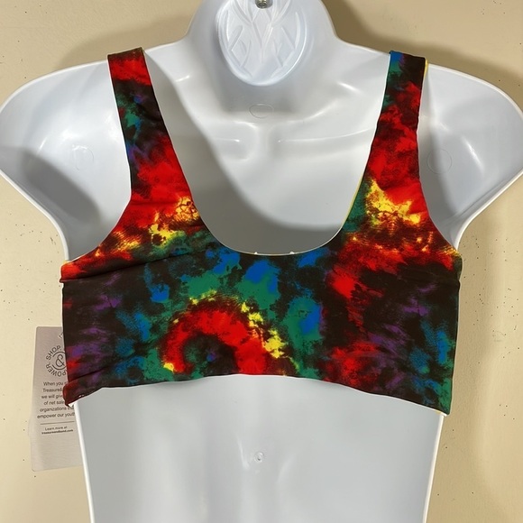 NWT. Treasure and Bond Girl’s 16 Reversible Tie-Dye & Stripe Bikini Top. - Picture 6 of 10